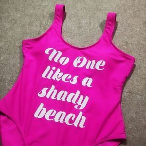 No Boundaries Pink One Piece Swimsuit Fun Slogan -O